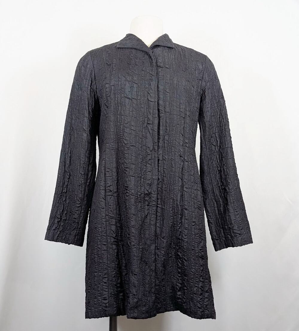 Eileen Fisher Jacket Silk Quilted Tussah Textured Crinkled Women's Size M